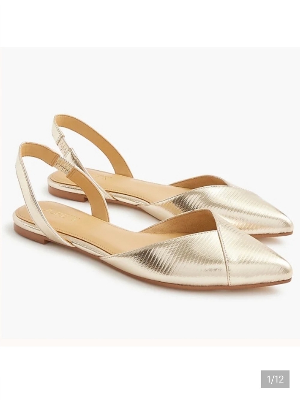 Jcrew Women’s Metallic Gold Pointed Slingback Flats